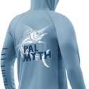 Palmyth Fishing Shirts for Men UPF 50+ Sun Protection Hoodie Long Sleeve with UV Vented Neck Gaiter (Large, Airy Blue / Marlin Bone)