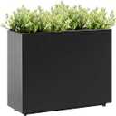 Tall & Long Metal Divider Planter 30W x 11D x 24H, Easy 5-Min Assembly, Outdoor Span Rectangular Planter Box with with Middle Shelf & Adjustable Feet, for Gardening, Yard and Patio, Black