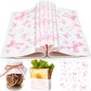 Marspark 100 Sheet Pink Bow Wax Paper Coquette Ribbon Bowknot Wrapping 11.4 x 11 Inches Lovely Pink Tissue Paper for Sandwich Burgers Greaseproof Wrapping for Picnic Birthday Wedding Party Packing