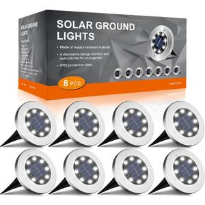 INCX Solar Lights for Outside,8 Pack Solar Light Outdoor Waterproof, Garden Lights Landscape Lighting for Patio Pathway Lawn Driveway Walkway White (Cold)