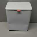 Mbillion Kitchen Compost Bin Hanging Trash Can with Lid 2.1 Gallon Stainless Steel Garbage Can for Kitchen Cabinet Door Mounted Trash Can Under Sink Door RV Bathroom,White