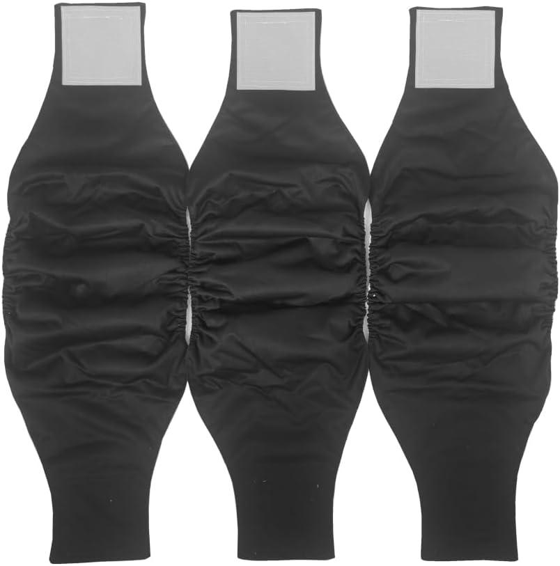 Washable Male Dog Diapers (3pack) of Durable Doggie Diapers (Black, S, 3, Count)