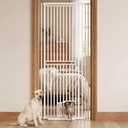 78.7" Extra Tall Cat Gate for Doorway, 27"-37" Extra Wide Pet Gate with Cat Door, Pressure Mounted Dog Gate with Auto Locking, for Stairs/Kitchen/Hallways, No Drilling