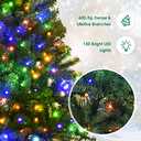Goplus 5FT Pre-Lit Artificial Christmas Tree, Hinged Spruce Xmas Full Tree with 150 LED Multicolor Lights, 11 Lighting Modes, 600 PVC Branch, Foldable Base, for Indoor Home Office Decoration