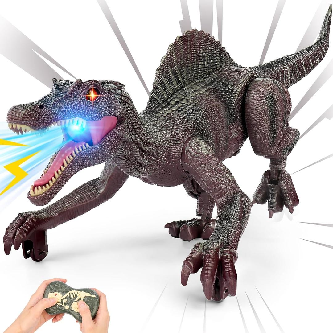 Dinosaur Toys, Realistic Remote Control Dinosaur for Kids 3-5, 2.4GHZ, Walking, Rechargeable, 3D Eyes, 3 Sound Effects, Demo Function, Sturdy, Jurassic Toys for Kids 3+, Red