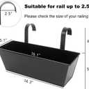 Railing Planters Outdoor Balcony 16 Inch Deck Over The Railing Planter Boxes Hanging Planters for Fence Flower (Black)