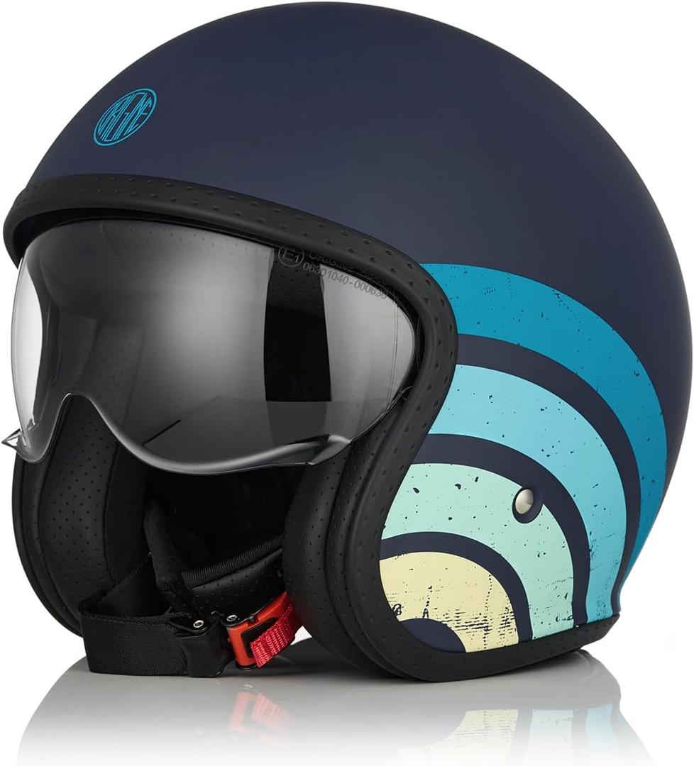 ORIGINE Open Face Motorcycle Helmet Scooter Helmet 3/4 Helmet with Visor DOT Approved, Large 