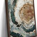 Abstract Nature Framed Wall Art, Modern Boho Tree Ring Canvas Prints for Living Room Decor, Rustic Wood Slice Painting in Wood Frame, Colorful Agate Picture for Bedroom Office 16x24 inch