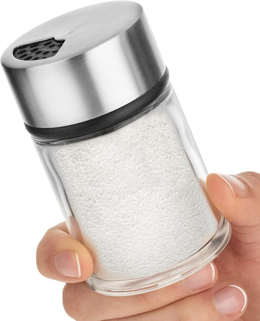 Salt Shaker or Pepper Shaker with Adjustable Pour Holes - Stainless Steel Spice Dispenser - Perfect for Pink Himalayan, Table Salt, Black and White Pepper. (2.4 oz)