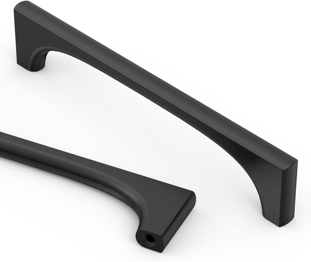 Asidrama 10 Pack 5 Inch(128mm) Matte Black Cabinet pulls Kitchen Cabinet Handles, Cabinet Pulls Kitchen Cabinet Hardware for Cupboard Drawer Pulls 2321 (5" Hole Center)