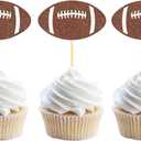 24pc Glitter Football Cupcake Toppers for Football Party, Baby Shower Decorations