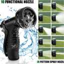 100ft Garden Hose, Heavy Duty Metal Water Hose 100 ft with 10 Function Nozzle, Flexible No-Kink, Pet-Proof & Puncture-Proof Stainless Steel Outdoor Hose for Yard