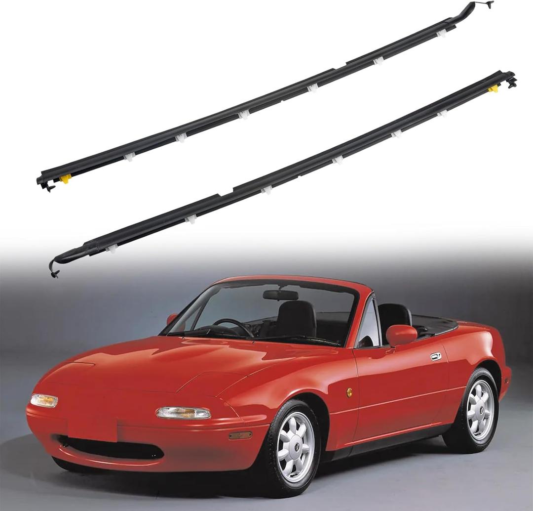 2 Pcs Left & Right Black Car Outer Door Window Moulding Trim Weatherstrip Seal Belt Compatible with Mazda Vehicle 1990-2005 Miata, Replace#NA01-58-810F NA01-59-810F