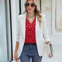 Timeson 3/4 Length Sleeve Womens Tops: Office Attire - Womens Blouses for Work Professional - Business Casual Shirts for Women Ladies Tops Chiffon V Neck Professional Interview Clothes Red Spot L (L)