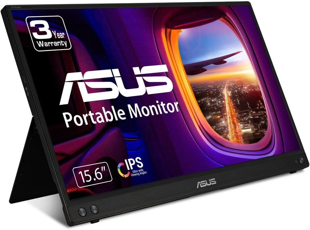 ASUS ZenScreen 15.6 1080P Portable Monitor (MB16ACV) - Full HD, IPS, Eye Care, Flicker Free, Blue Light Filter, Kickstand, USB-C Power Delivery, for Laptop, PC, Phone, Console