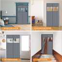 2 Sets Magnetic Thermal Insulated Curtains for 36" X 80" Doors with Clear Window Winter Thicken Quilted Oxford Cotton Door Cover Waterproof Window Attic Blanket for Cold Weather