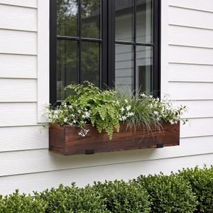 Novabright 24 Inch Wood Window Planter Box with L-Bracket,Wood Color, 3.6 x 6.5 x 5.3 inches