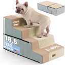Gardner Pet Dog Stairs for Small Dogs 18.5" H, 4-Step Extra Wide Dog Steps for Bed, Pet Stairs for Bed and Couch with Durable Non-Slip Waterproof Fabric Cover and Soft Foam, Beige