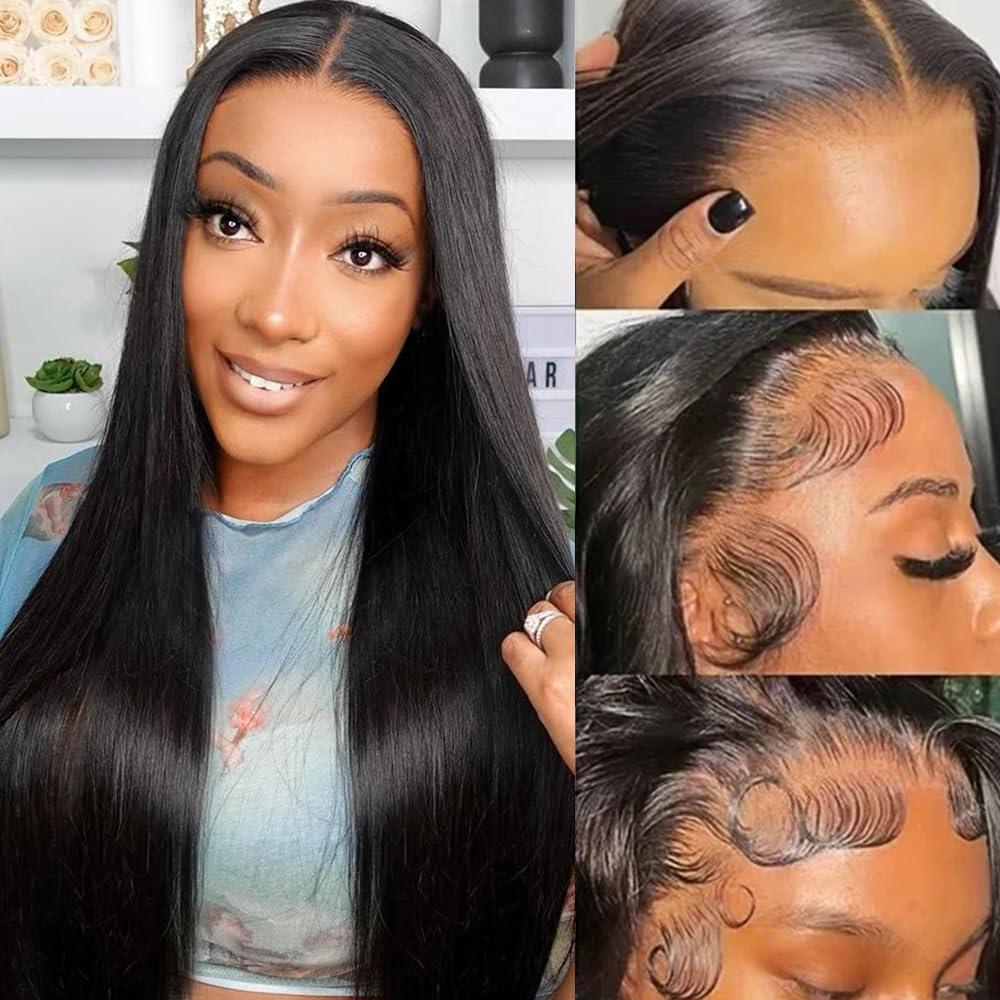 32 Inch 13x6 Straight Wig Human Hair 200% Density HD Lace Front Wigs For Woman Natural Hairline
