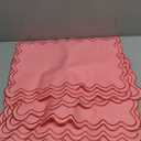 Whaline Pink Red Placemats Embroidered Scalloped Kitchen Place Mats for Wedding Baby Shower Party Home Dining Table Decor, Set of 6, 13 x 19 in