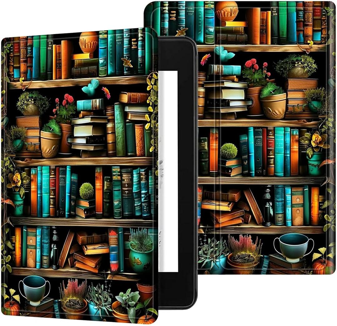 For Kindle Paperwhite 12th Generation 2024 7" Case/Kindle Colorsoft Signature Edition 7" Case, Multi-Angle Viewing Shockproof Smart Protective Case with Auto Wake/Sleep, Library Books