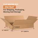 BOX USA 24164 Flat Corrugated Cardboard Box 24" L x 16" W x 4" H, Kraft, For Shipping, Packing and Moving (Pack of 25)