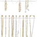 Mkono Necklace Holder Wall Mounted Set of 2 Wood Necklaces Hanger, Jewelry Organizer Hanging with 20 Metal Round Hooks, Jewelry Hooks for Necklaces, Bracelets, Chains, Keys,White