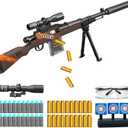 YERBA MATE Shell Ejecting Soft Bullet Toy Gun, Toy Foam Blasters with 20 Bullets 1 Goggles, Realistic Sniper Rifle with Scope for Kids Ages 8+ and Adult, Military Combat Soldier Accessories