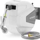 Ayleid Retractable Garden Hose Reel,1/2 in x 100 ft Wall Mounted Hose Reel, with 9- Function Sprayer Nozzle, Any Length Lock/Slow Return System/Wall Mounted/180Swivel Bracket (Grey) (100FT, A-gray)