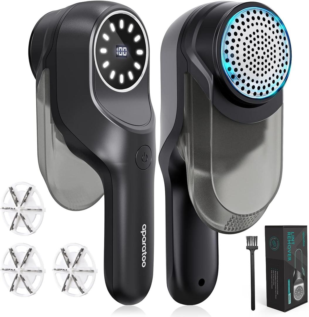 Fabric Shaver, Lint Remover, Lint Shaver with 2 Speeds 3 Replaceable Blades, Sweater Shaver, Clothes Shaver, Fabric Pilling Remover, Fabric Shaver for Furniture, Electric Lint Remover for Clothes (Black)