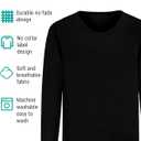 Boys Cotton Long Sleeve Shirts Soft Breathable Crewneck Tees for Kids, Fashion Basic Tops 4-12 Years (Black, XS)