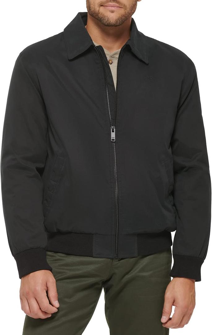Dockers Men's Microtwill Golf Bomber Jacket (4X, Black Filled)