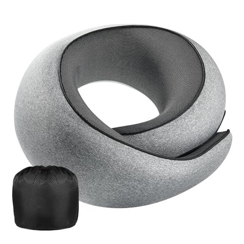 4litamz Neck Pillow Airplane,100% Pure Memory Foam Travel Neck Pillow Travel Neck Support Ergonomic &Portable Design Best for Sleeping Plane Car Train Office Flight (Small, Grey)