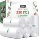 2.6 Gallon 330 Counts Strong Trash Bags Garbage Bags by Teivio, Bathroom Trash Can Bin Liners, Small Plastic Bags for home office kitchen (Clear)