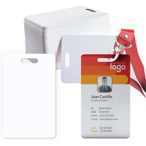 100 Pack Premium Blank PVC Cards with Slot Punch on Short Side - CR80 30mil Vertical Slot Punch Blank Credit Cards for ID Badge Card Printers - Graphic Quality PVC Cards for Business Office