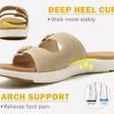 COFACE Womens Orthotic Slides Comfort Plantar Fasciitis Arch Support Slip on Flat Sandals Ladies Soft Cushion Fashion Yoga Mat Slippers With Adjustable Straps, Size 9.5
