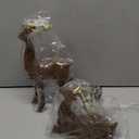 DN DECONATION Christmas Decorations Reindeer Figurines, Deer Decor Statues with Gold Antlers, 2PCS Flocked Brown Reindeer Xmas, Decorations for Christmas Village Table Top Mantle Winter Room Decor