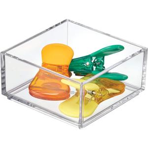 iDesign Clarity Plastic Drawer Organizer, Storage Container for Kitchen Gadgets, Corks, Sticky-Notes, Clips in Pantry, Cabinets, Countertops, 4" x 4" x 2" - Clear,X-Small