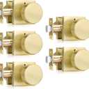 Haidms Gold Door Knobs Interior Privacy, Heavy Duty Square Brushed Gold Interior Door Knobs for Bedroom Bathroom, Brushed Brass Door Knobs (5 Pack)