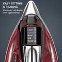 Rowenta Iron, Focus Excellence Stainless Steel Soleplate Steam Iron for Clothes, Retractable Cord, 400+ Microsteam Holes, Powerful steam, LED Display, 1750 W Ironing Clothes, Cordreel, Red DW5433