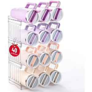 Large Tumbler Organizer for Stanley Cup 40 oz, Patented Kitchen Pantry Organizers and Storage for Stanley Cup Accessories, Stackable Water Bottle Organizer Holder Gifts 4Pack Large-12-bottle