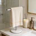 Gypie T-Shape Hand Towel Holder Stand with Heavy Marble Base, Stainless Steel Bathroom Countertop Towel Rack for Bathroom Kitchen, Brushed Nickel