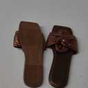OYOANGLE Women's Metallic Twist Front Open Toe Flat Sandals Fashion Slide Sandals (8, Chocolate Brown)