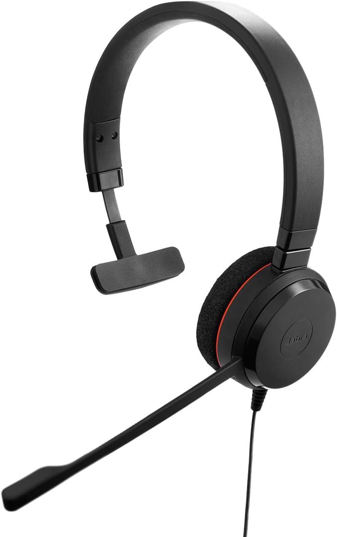 Jabra Evolve 20 Wired Headset (2025 Edition) - Single-Ear Wired Headset for Office and Work from Home - Call Control - All Platforms - USB-C/A Connectivity - Black (Mono)