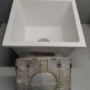 Rhbamoa White Bar Sink Undermount,White Granite Composite Kitchen Sink 15 inch,15''x15'' Small Bar Sinks Undermount,Small Single Bowl Quartz Sinks with Accessories