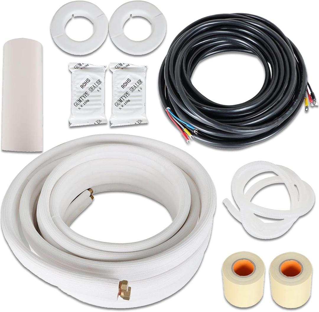 findmall 50FT Air Conditioning Tubing Hose Extension 3/8 and 5/8 Inch
Insulated Copper Hoses, With Accessories, Fit for Mini Split Air Conditioner