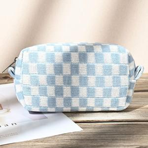 Blue And White Checker Bag Makeup