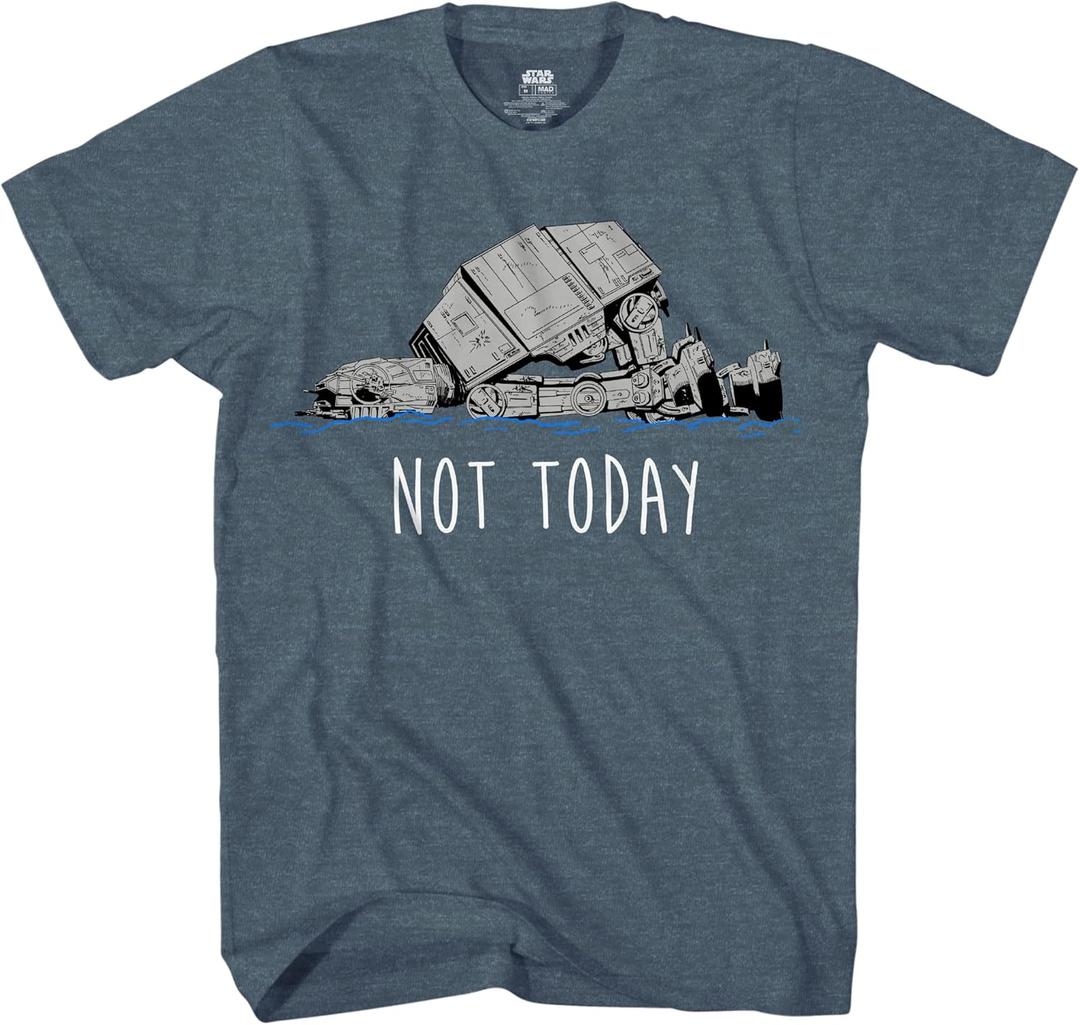 STAR WARS at-at Not Today Humor Funny Hoth Adult Graphic T-Shirt (SM, Indigo Black), Small