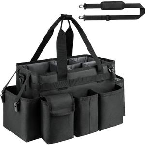 Cleaning Caddy,Cleaning Bag for Housekeepers,Cleaning Supplies Organizer with Handle,Black