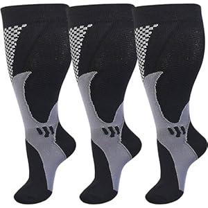 DZSoCoki Wide Calf Compression Socks Women Men, 3Pair 20-30mmhg Extra Large Plus Size Compression Socks Support for Circulation Nurse Pregnant